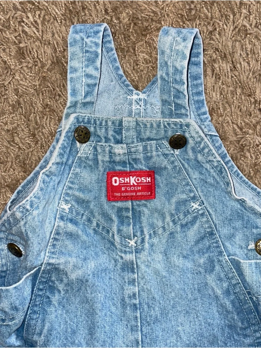 VNTGE USA MADE OshKosh B'gosh VestBak Denim Overalls with Red Logo Patch 6/9MNTH